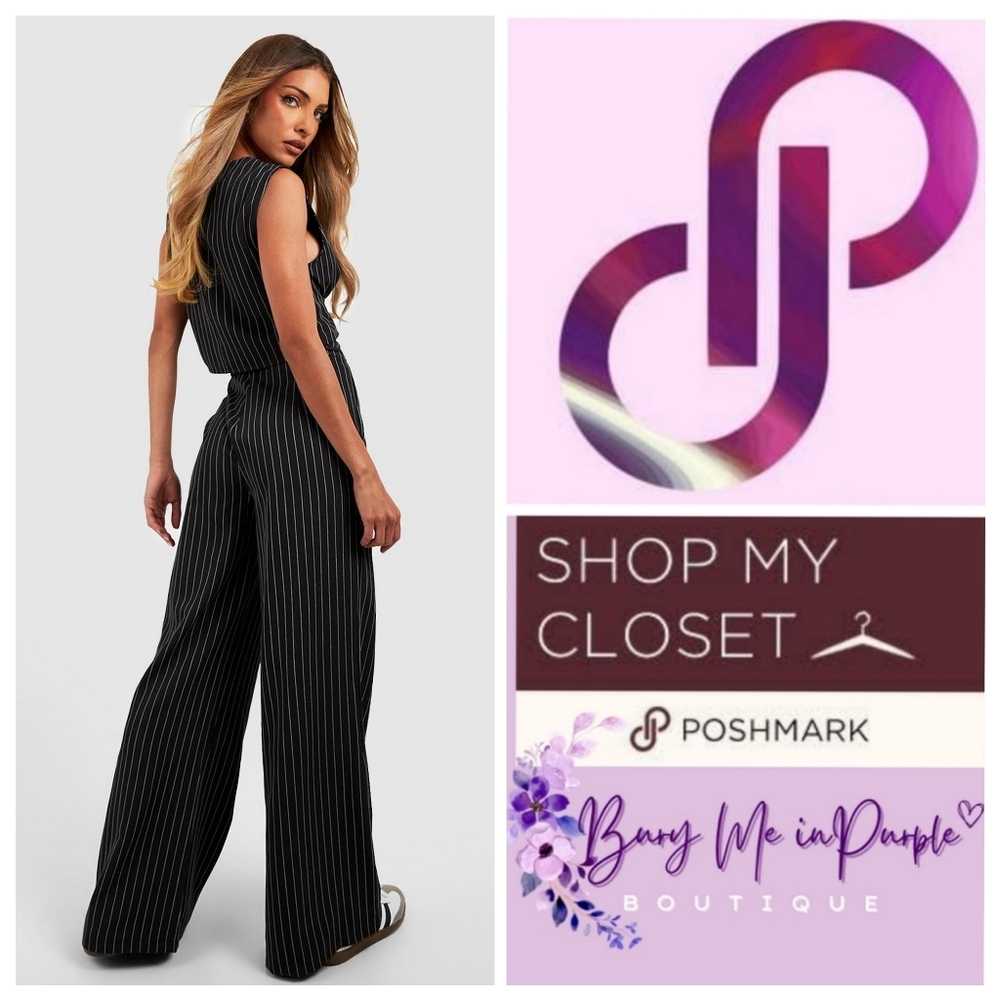 WIDE LEG PINSTRIPED TROUSERS